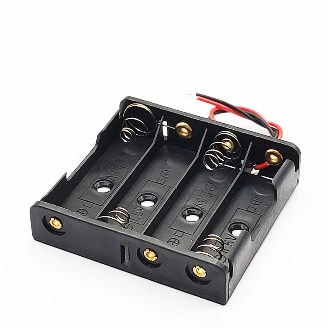 Color: Yellow - AA Battery Holder AA 14500 Size Power Battery Storage Case AA Battery Box 14500 Box Leads With 1 2 3 4 Slots drop shipping