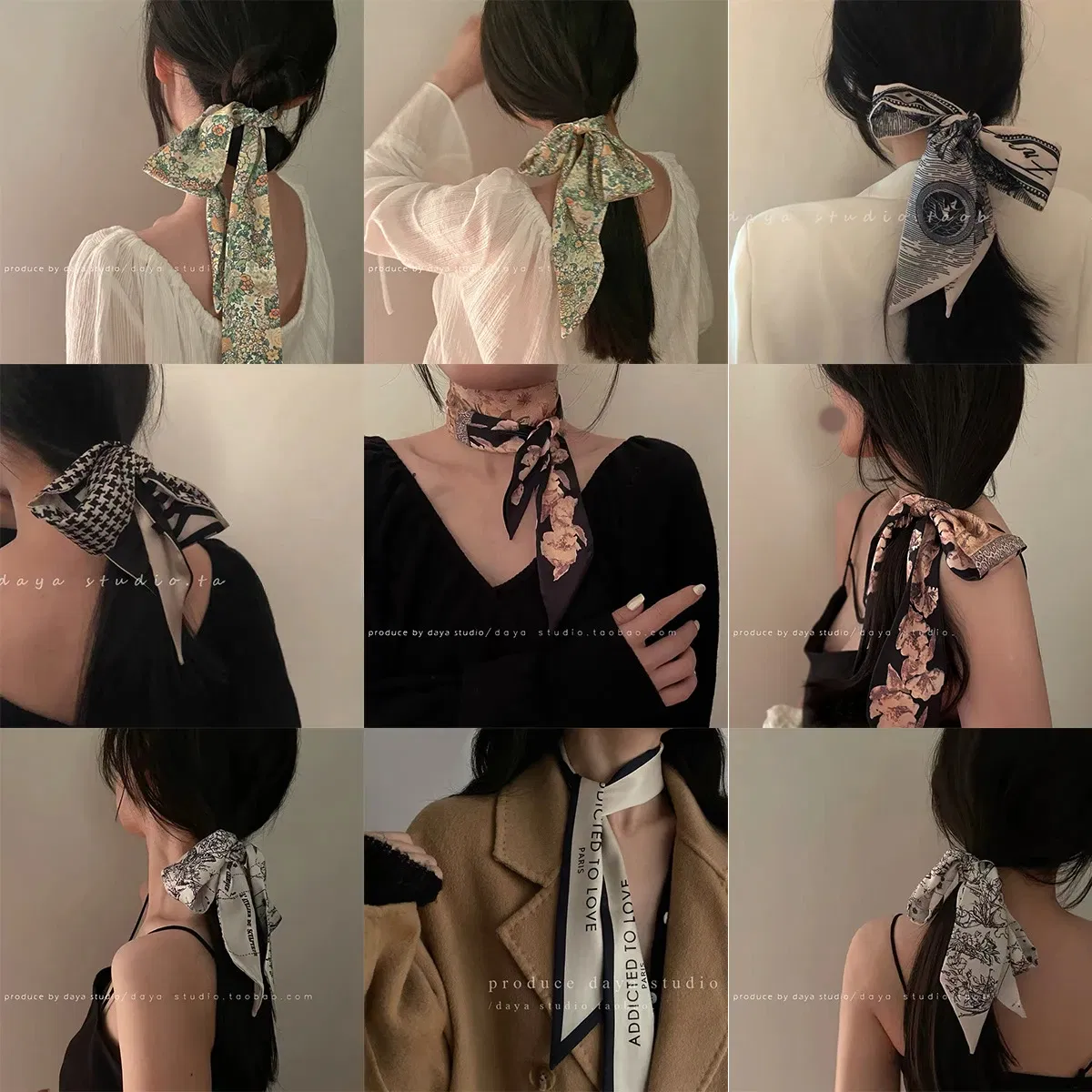 Color: MULTI, Size: XXS - Fashion Skinny Scarf Women Luxury letter Printing Tie Bag Handle Ribbon Hair Band Women's Headscarf New Lady Design Silk Scarves