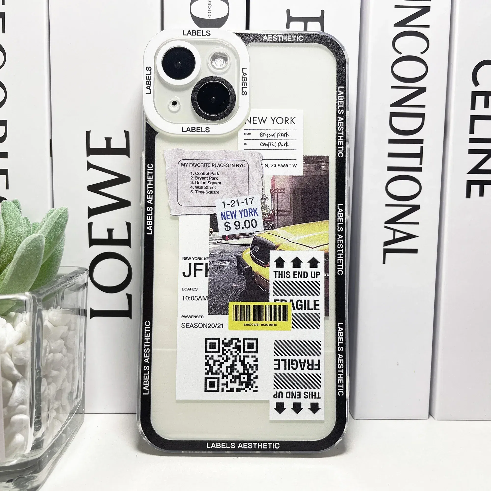 Color: black, Material: PC - Mix Labels Aesthetic Stickers Collage Phone Case For iPhone 16 15 14 13 12 11 Pro Max Mini XS X XR SE 7 8 Plus Clear Soft Cover
