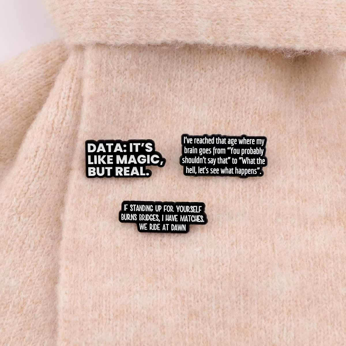 Metal color: Gold-color - I'M NOT WEIRD Enamel Pin Funny Quotes Brooch Pines Lapel Pins Quotation Badge Clothing Accessories Fashion Jewelry Unique Gift