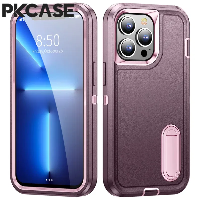 Color: SKY BLUE, Material: aluminum - PKCASE Shockproof Case For iPhone 13 Mini 12 11 Pro Max 6 7 8 Plus Bracket Protective Cover For iPhone X XS XR SE 2020 2022