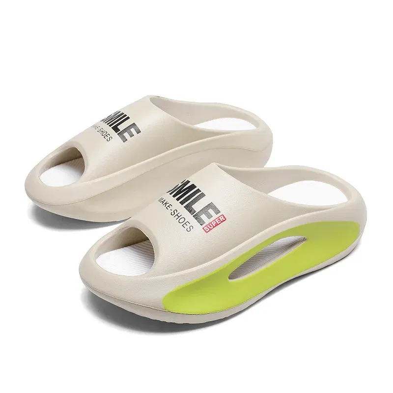 Color: Beige, Shoe Size: 37 - Men's Sandal Slippers New Summer Sneaker Slippers Men Thick Bottom Platform Slides Soft Eva Slippers Casual Beach Shoes