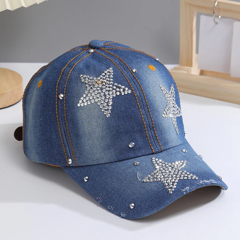 Color: Other, Size: Adjustable - A Women?™s Sparkle Bling Rhinestone Bejeweled Cotton Denim Baseball Cap