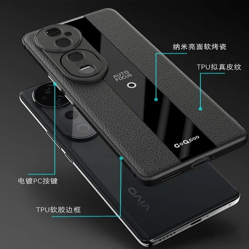 Color: Pink, Material: aluminum - Case For VIVO V40 5G Case Luxury Leather Soft Back Cover For Vivo V40 Pro Camera Protection Silicone Shell Shockproof Bumper