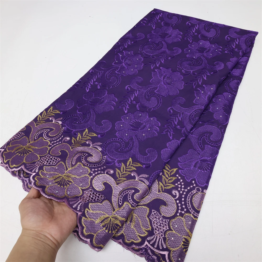 Color: black, Length: 5 yards, Width: 120cm - Latest Dry Cotton African Lace Fabric High Quality 2024 Swiss Voile Lace Fabric with Stones For Nigeria Wedding Sewing Dresses