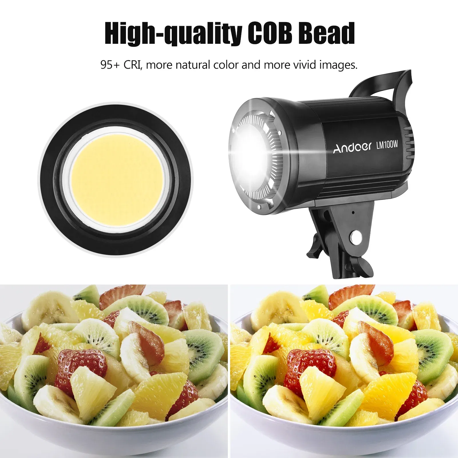 Plug Type: EU, Ships From: CHINA - New! Andoer 100W Studio LED Video Light 5600K Dimmable Bowens Mount Continuous Light with Remote Control for Video Live