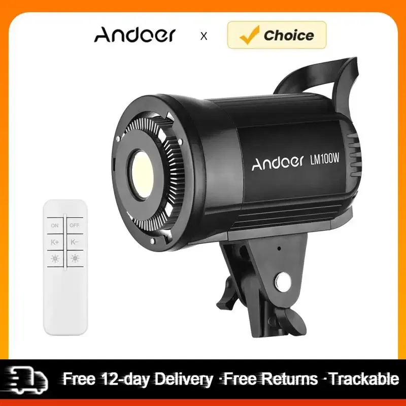 Plug Type: EU, Ships From: CHINA - New! Andoer 100W Studio LED Video Light 5600K Dimmable Bowens Mount Continuous Light with Remote Control for Video Live