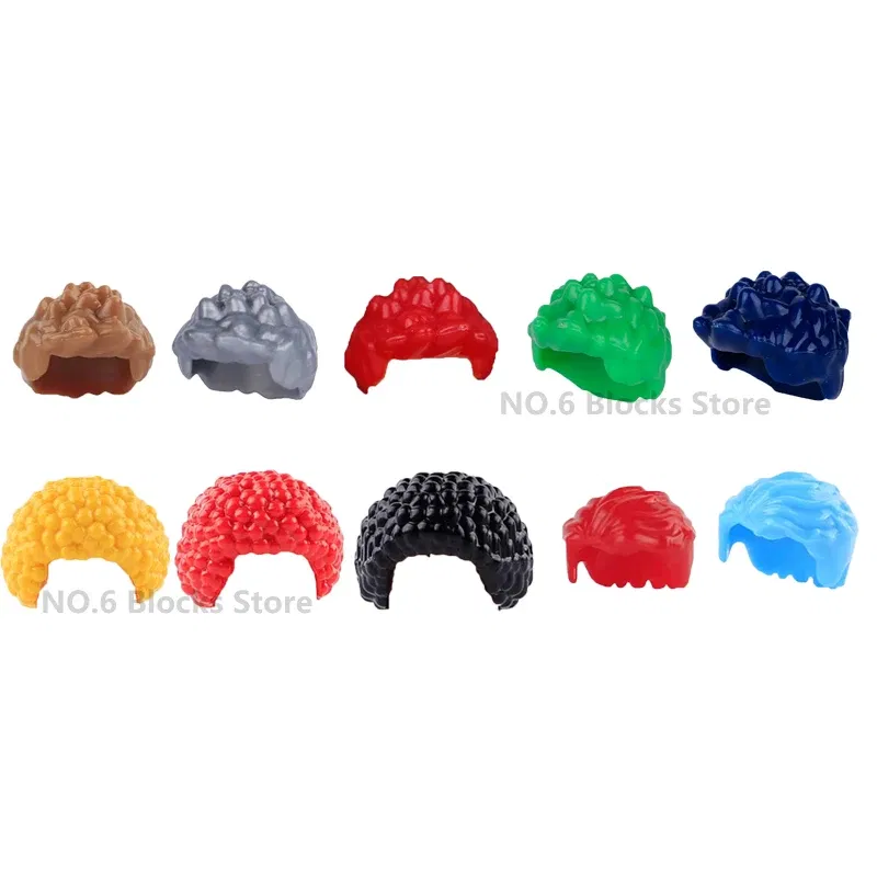 Color: WHITE - MOC Brown Hair Building Blocks City Figures Body Creative Accessory Blond Gold White Parts DIY Hats Mini Bricks Assemble Toy S04