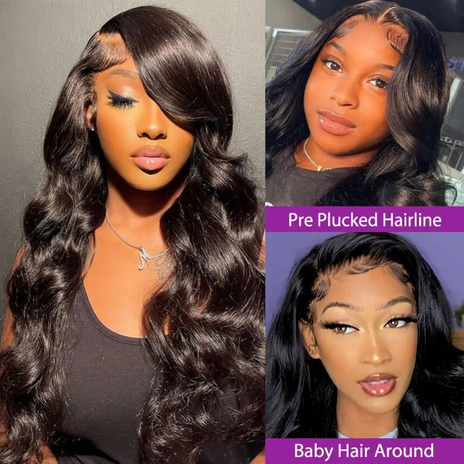 Color: Natural Color, Ships From: CHINA, Stretched Length: 28inches, Density: 150% - 13x4 13x6 Transparent Body Wave Wig Pre Plucked Glueless 4x4 HD Lace Closure Wigs For Women Brazilian Lace Front Human Hair Wig