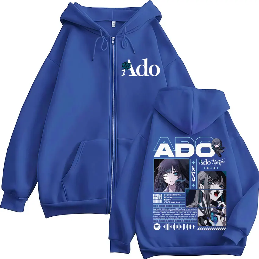 Color: Brown, Size: S - Ado World Tour 2025 Hibana Zipper Hoodies Men Women Clothing Fashion Harajuku Zip Up Sweatshirts Pullover Jacket Coat Streetwear