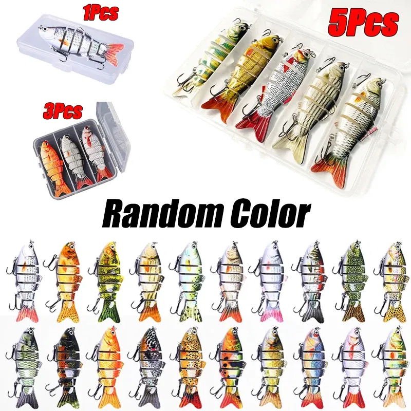 Color: Red, Size: 150mm - 6 Segment Multi Jointed Fishing Lure Sinking 10cm/17.5g Swimbait Artificial Wobblers Crankbait Hard Bait Pesca Tackle 5/3/1Pcs