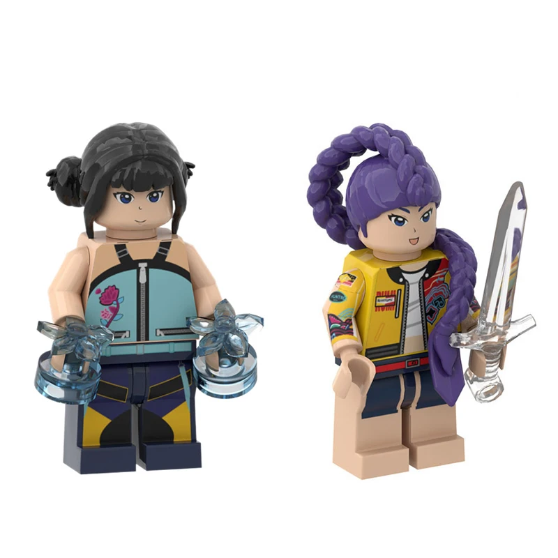 Color: Brown - New KPOP Demon Hunters Cartoon Doll Building Blocks Kawaii Mini Action Figure Head Assembly Toys Child Educational Toys Gift