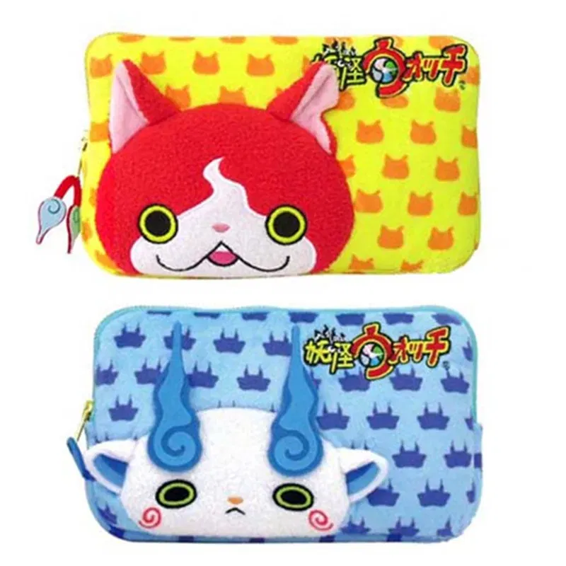 Color: black - New Cute Yo-Kai Watch Jibanyan Komasan Girls Kids Woman Plush Make up Cosmetic Bags Cases Storage Pencil Bags For Children