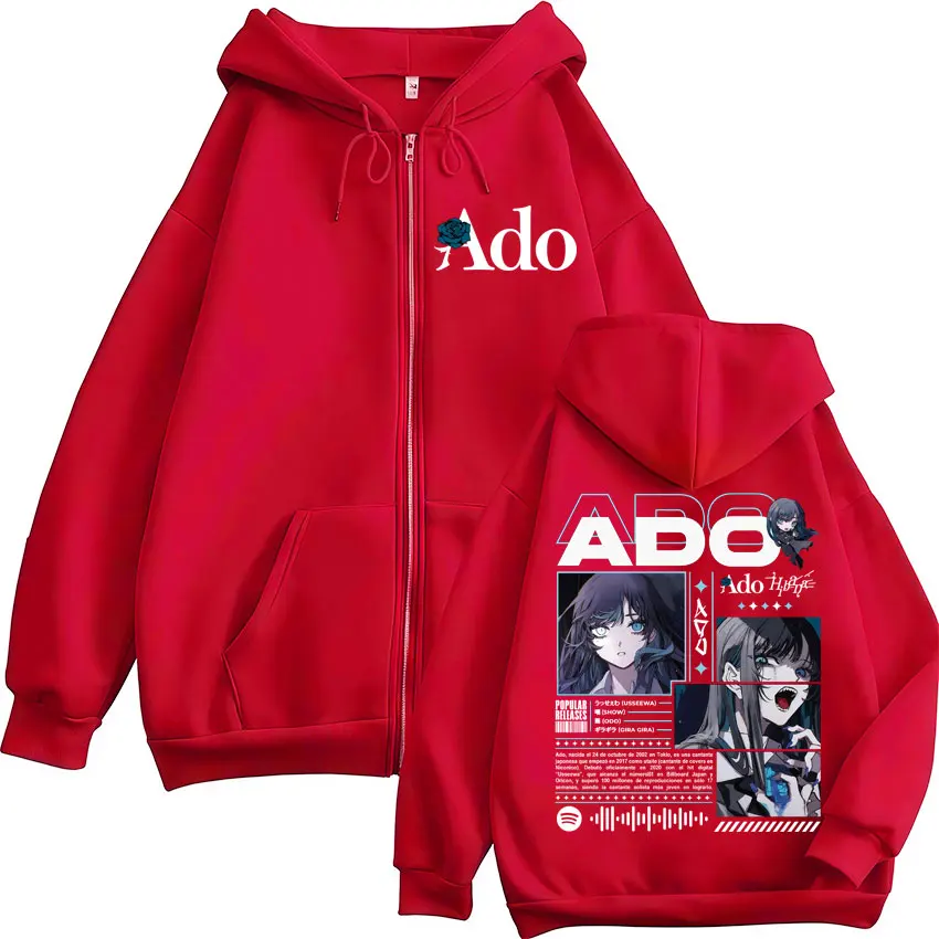 Color: SKY BLUE, Size: L - Ado World Tour 2025 Hibana Zipper Hoodies Men Women Clothing Fashion Harajuku Zip Up Sweatshirts Pullover Jacket Coat Streetwear
