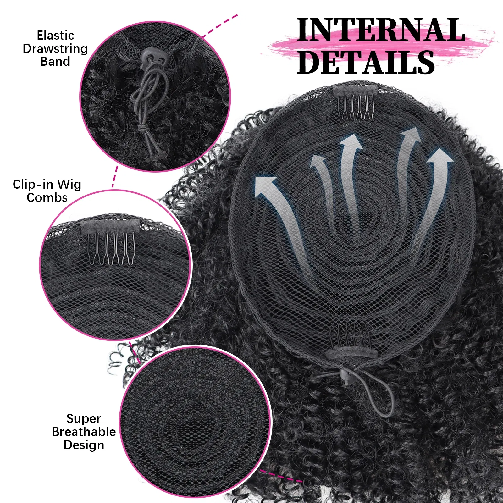 Color: T1B/613 - Afro Puff kinky curly Drawstring Ponytail Bun Extension for Black Women Synthetic Short Afro Kinkys Curly Afro Hairpieces