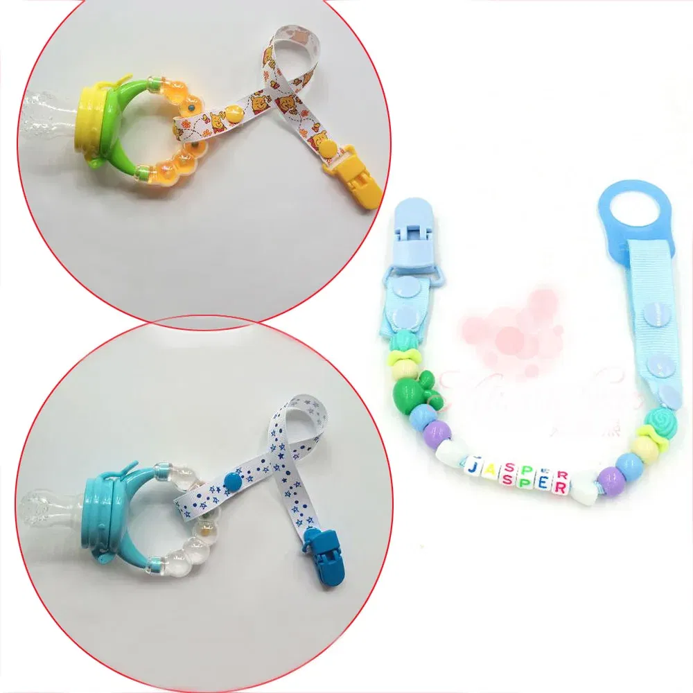 Color: Light Blue - Sutoyuen 40pcs Hot D Shape Kam Plastic Pacifier Clips Plastic Baby Soother Dummy Suspender Chain Holder Clips for 20mm Ribbon