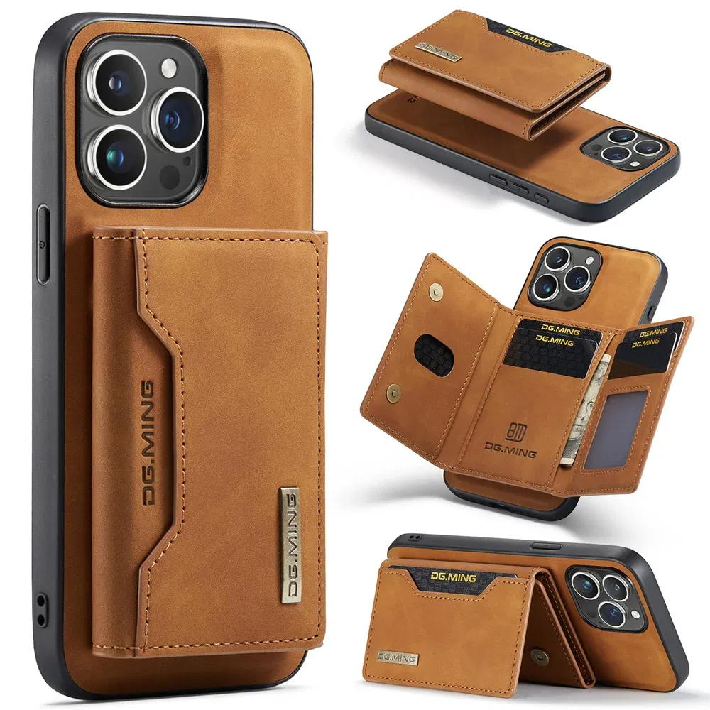 Color: Beige, Material: Acrylic - 2 In 1 Case For iPhone 16 15 14 13 12 11 Pro Max Plus XS Max XR 8 Plus SE 2022 Wallet Magnetic Leather Card Holder Pocket Cover