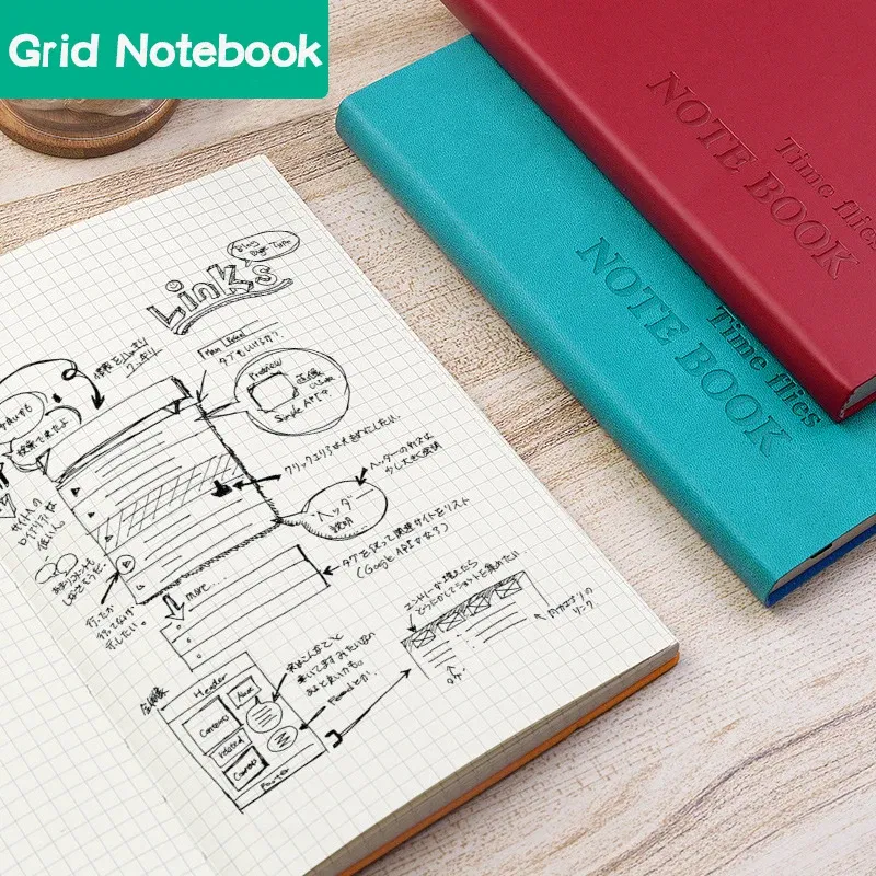 Color: Navy Blue - Grid Notebook A5,Travelers Journals School Office Meeting Record 80GSM/264 Pages Checkered Paper Notepad Handbook Agenda 2024/25