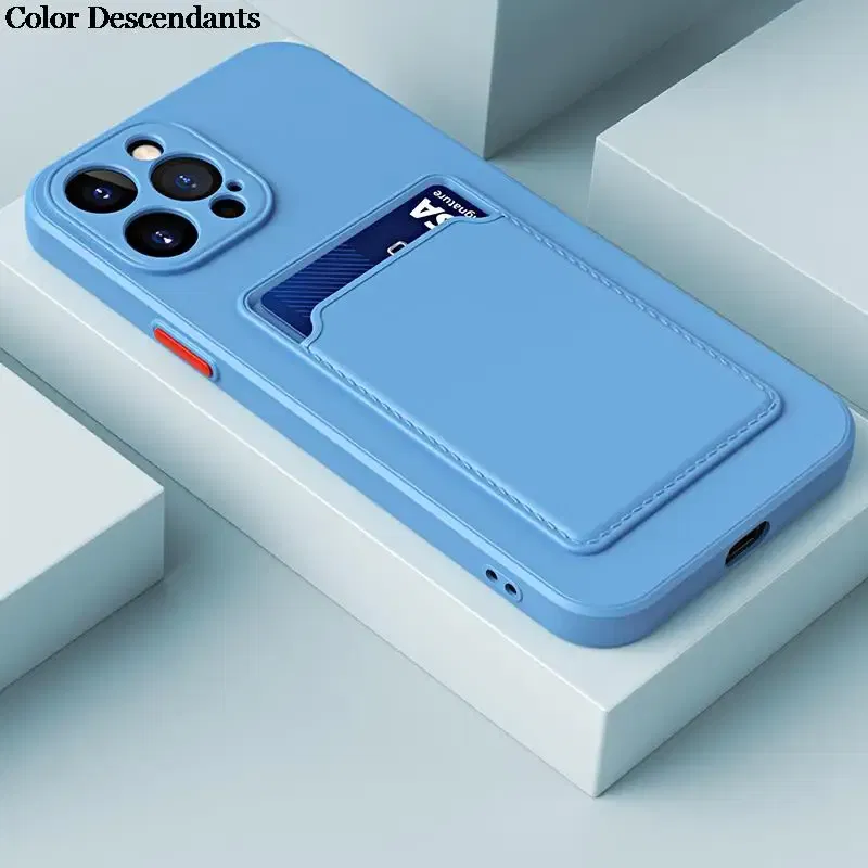 Color: SKY BLUE, Material: aluminum - Card Holder Wallet Case For Samsung A13 5G Cases For Samsung Galaxy A13 A 13 13A Shockproof Liquid Silicone Cover