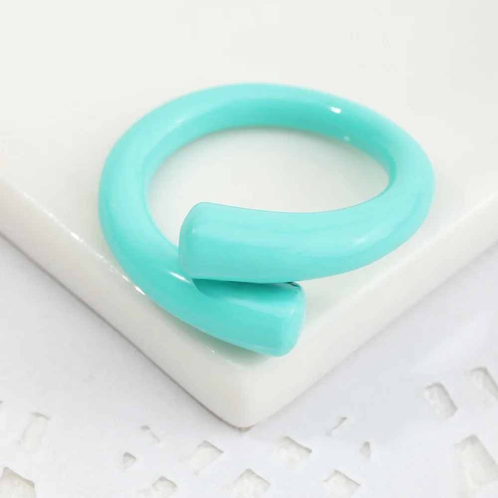 Main Stone Color: Blue - 2022 New Trendy Irregular Geometry Open Adjustable Rings Korean Simple Personality Color Rings For Women Jewelry Gifts