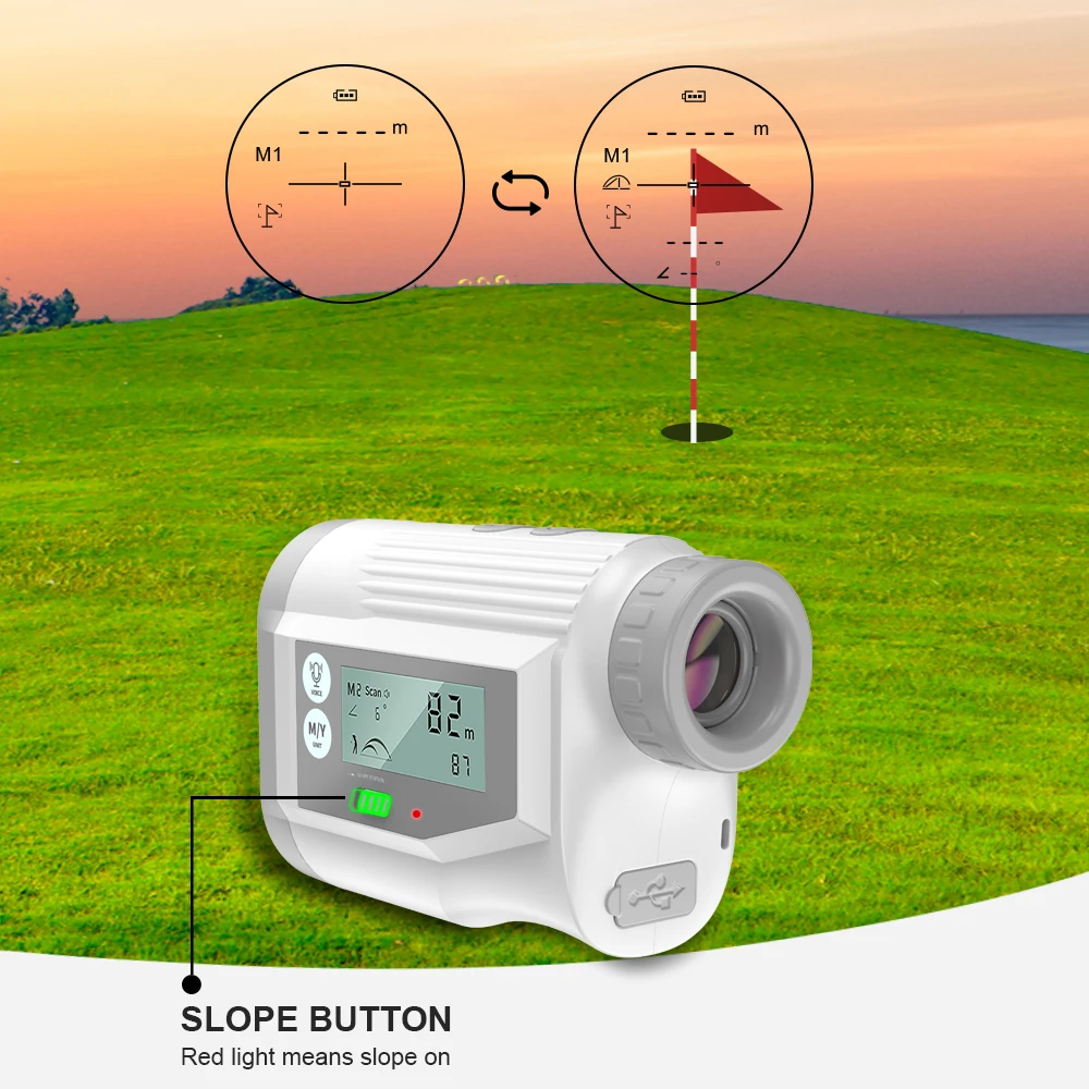Color: GRAY - NOHAWK Golf Laser Rangefinder USB Rechargeable with Slope Compensation For Golfer Range Finder Hunting Monocular