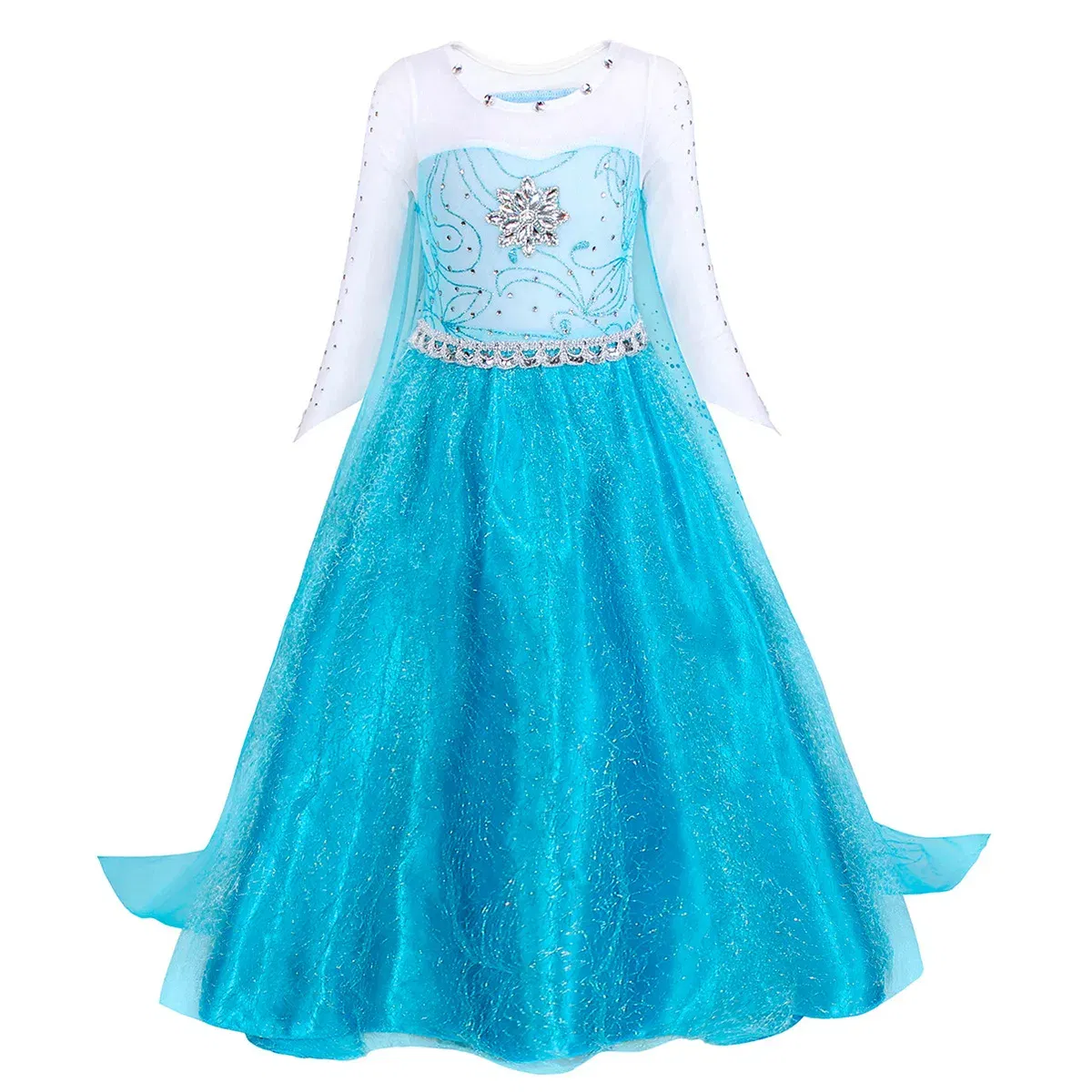 Kid Size: 4T, Color: Ivory - Disney Frozen Elsa Anna Princess Dresses Girls Mesh Sequin Dress Kids Cosplay Snow Queen Costumes Carnival Birthday Party Gowns