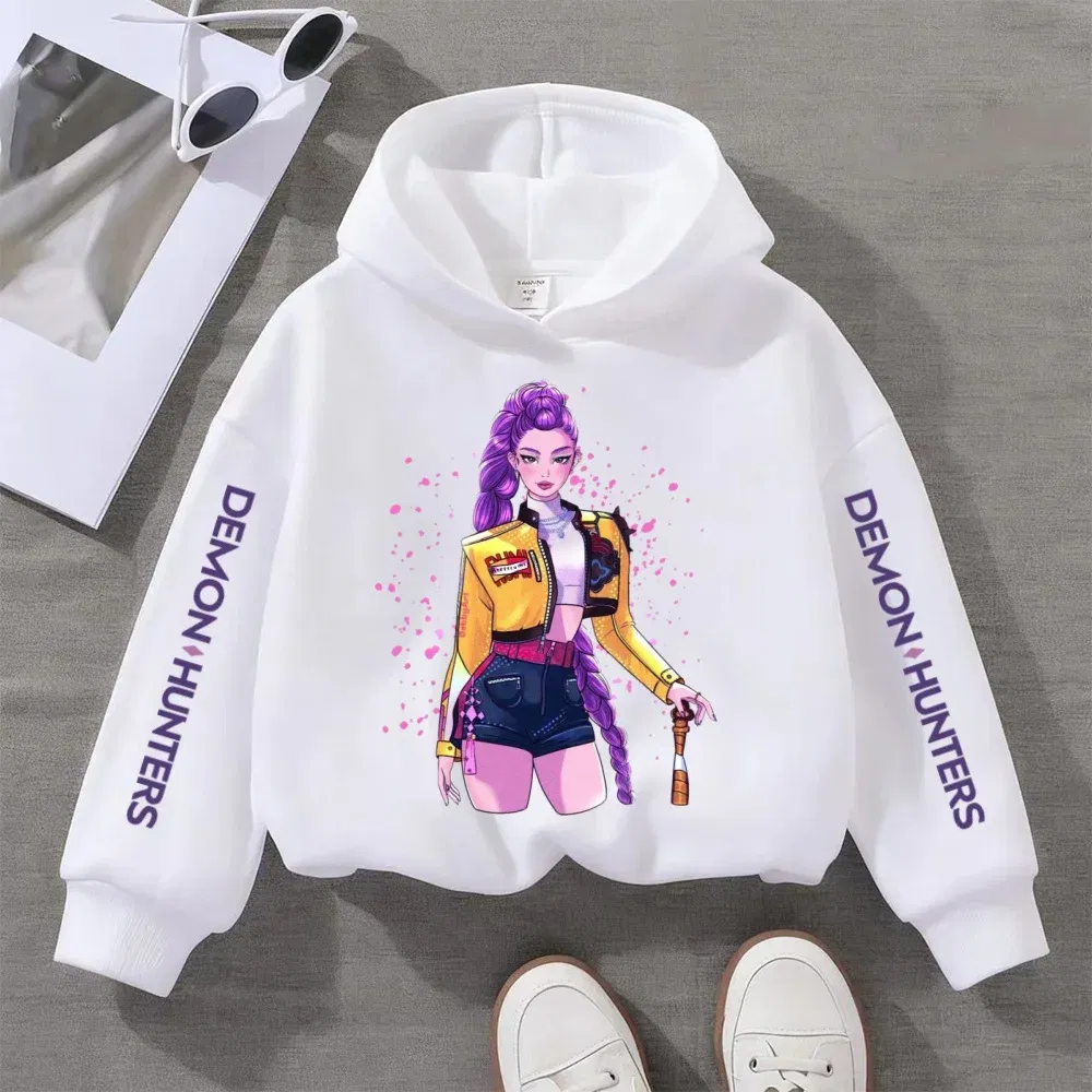 Color: WHITE, Kid Size: 122 - Kpop Witch Hunt Children's clothing, including men's and women's spring and autumn hoodies and fashionable sweatshirts