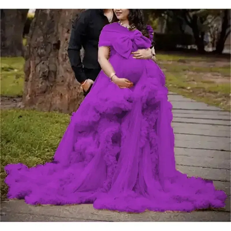 Color: SKY BLUE, Maternity Size: 8, Ships From: CHINA - BIG BOW Tulle Ruffle maternity dresses photoshoot baby shower п?»?°?‚ь?µ д?»я ?±?µр?µм?µнн?‹?… فس?§تي?† ?&sh