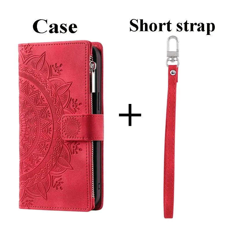 Color: Red, Material: Nylon - S 23 S24 Ultra 5G Leather Case for Samsung Galaxy S23 Ultra Flip Cover Zipper CrossBody Book Funda S 24 Plus S23 FE Wallet Etui