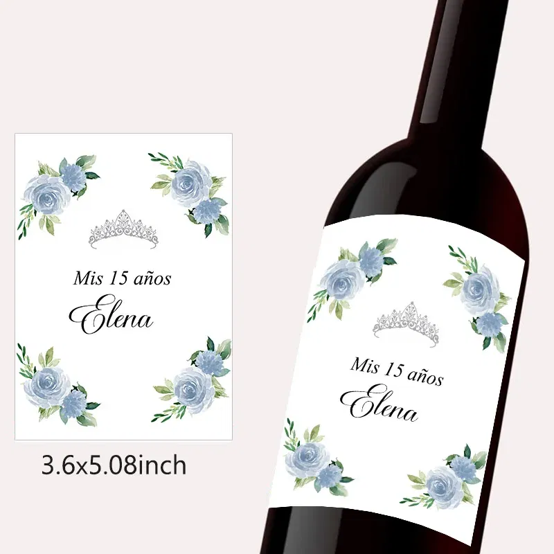 Color: DARK GRAY - 20pcs Custom Mis 15 A?±os XV Mis Quince Wine Bottle Labels Stickers Customize 15th/16th Girls Birthday Party Decor Labels Crown