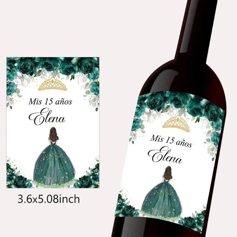 Color: DARK GRAY - 20pcs Custom Mis 15 A?±os XV Mis Quince Wine Bottle Labels Stickers Customize 15th/16th Girls Birthday Party Decor Labels Crown