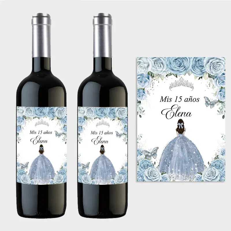 Color: DARK GRAY - 20pcs Custom Mis 15 A?±os XV Mis Quince Wine Bottle Labels Stickers Customize 15th/16th Girls Birthday Party Decor Labels Crown