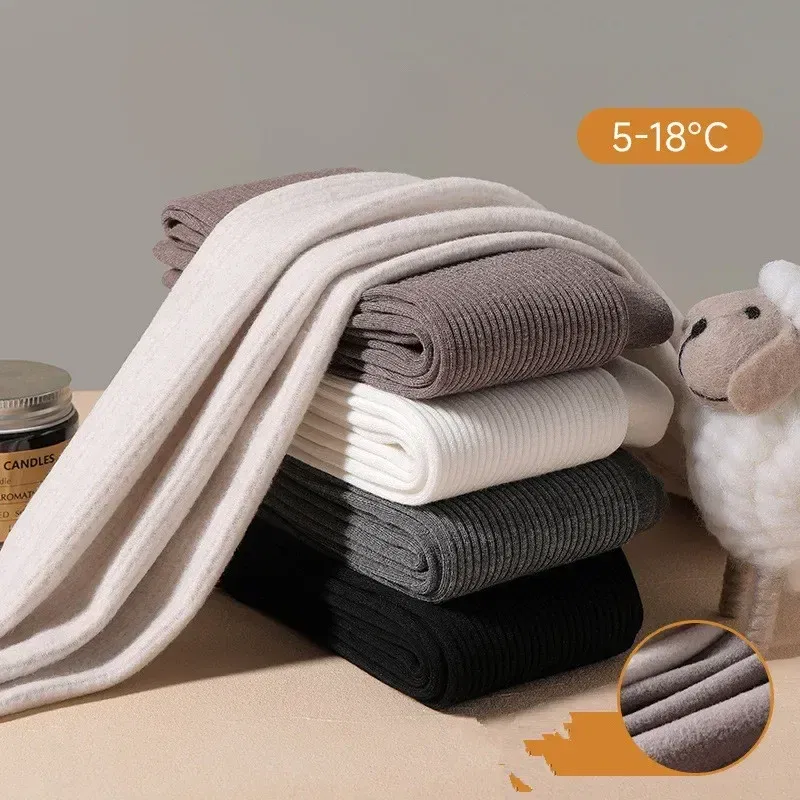 Color: WHITE, Size: M - Winter Infant Girls Plus Velvet Pantyhose Children's Leggings Thickening Children's Babys Skinny Pants Winter Clothes