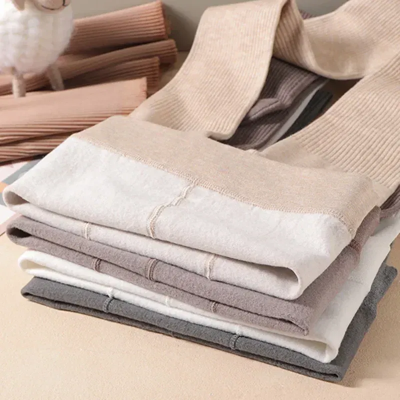 Color: WHITE, Size: M - Winter Infant Girls Plus Velvet Pantyhose Children's Leggings Thickening Children's Babys Skinny Pants Winter Clothes