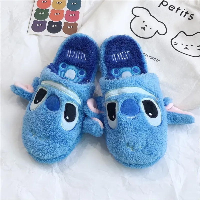 Color: Olivine, Shoe Size: 38 - Cartoon Sulley Mike Slippers Cute Girl Warm Home Slippers Women Indoor Slippers Blue Duck Kawaii Non-slip Slippers Gifts EU36-41