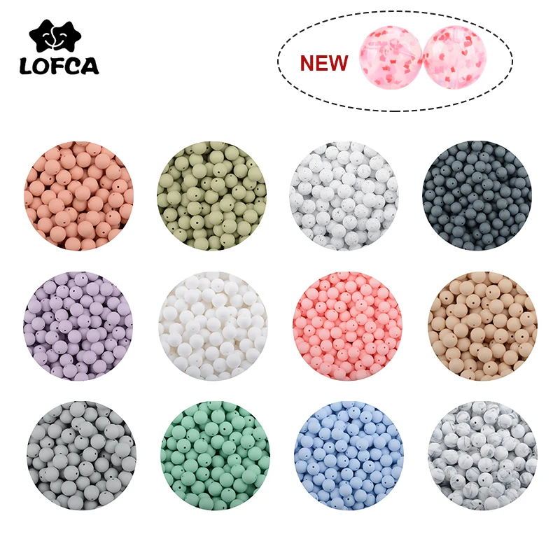 Color: Other, Item Diameter: 12mm - LOFCA 100Pcs/lot 12MM Round Shape Silicone Teething Beads Baby Teether For DIY Nursing Necklace Food Grade Chew Beads