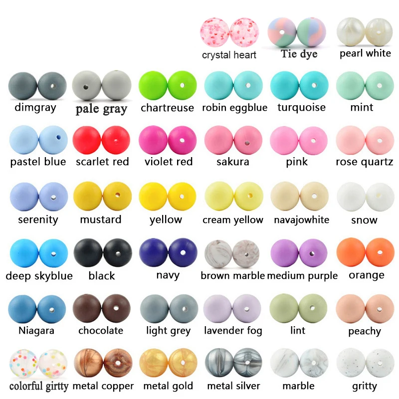 Color: Other, Item Diameter: 12mm - LOFCA 100Pcs/lot 12MM Round Shape Silicone Teething Beads Baby Teether For DIY Nursing Necklace Food Grade Chew Beads