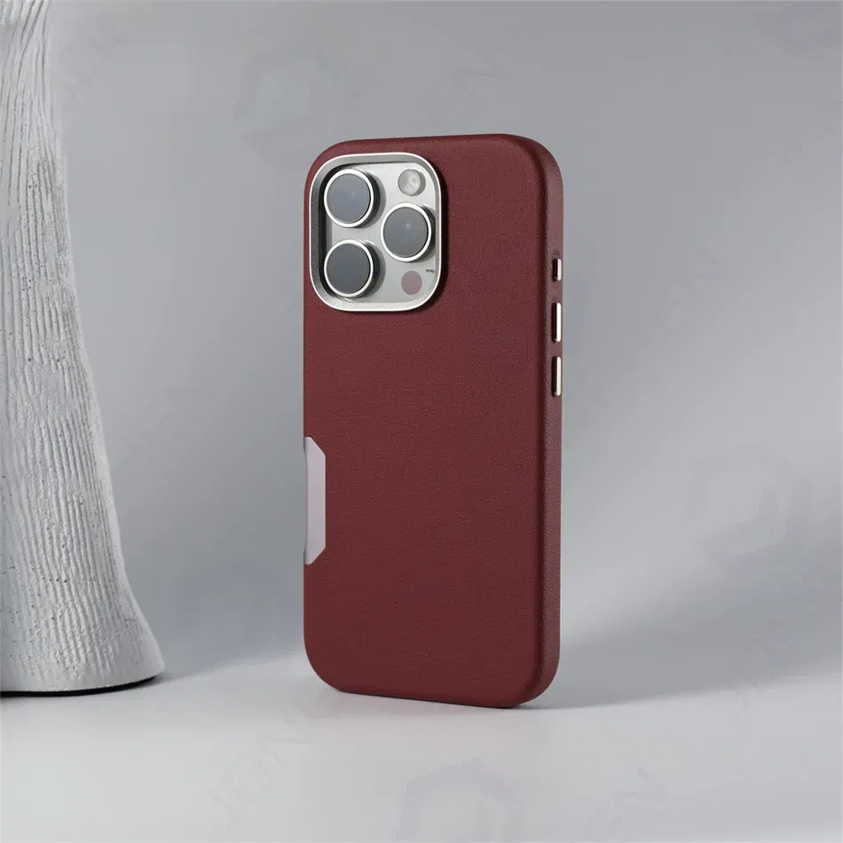 Color: Ivory, Material: Vinyl - Aluminium Camera Button For iPhone 16 Pro Max Case Solid Leather Alloy Len Magnetic Wireless Charge Shockproof Cover For Magsafe