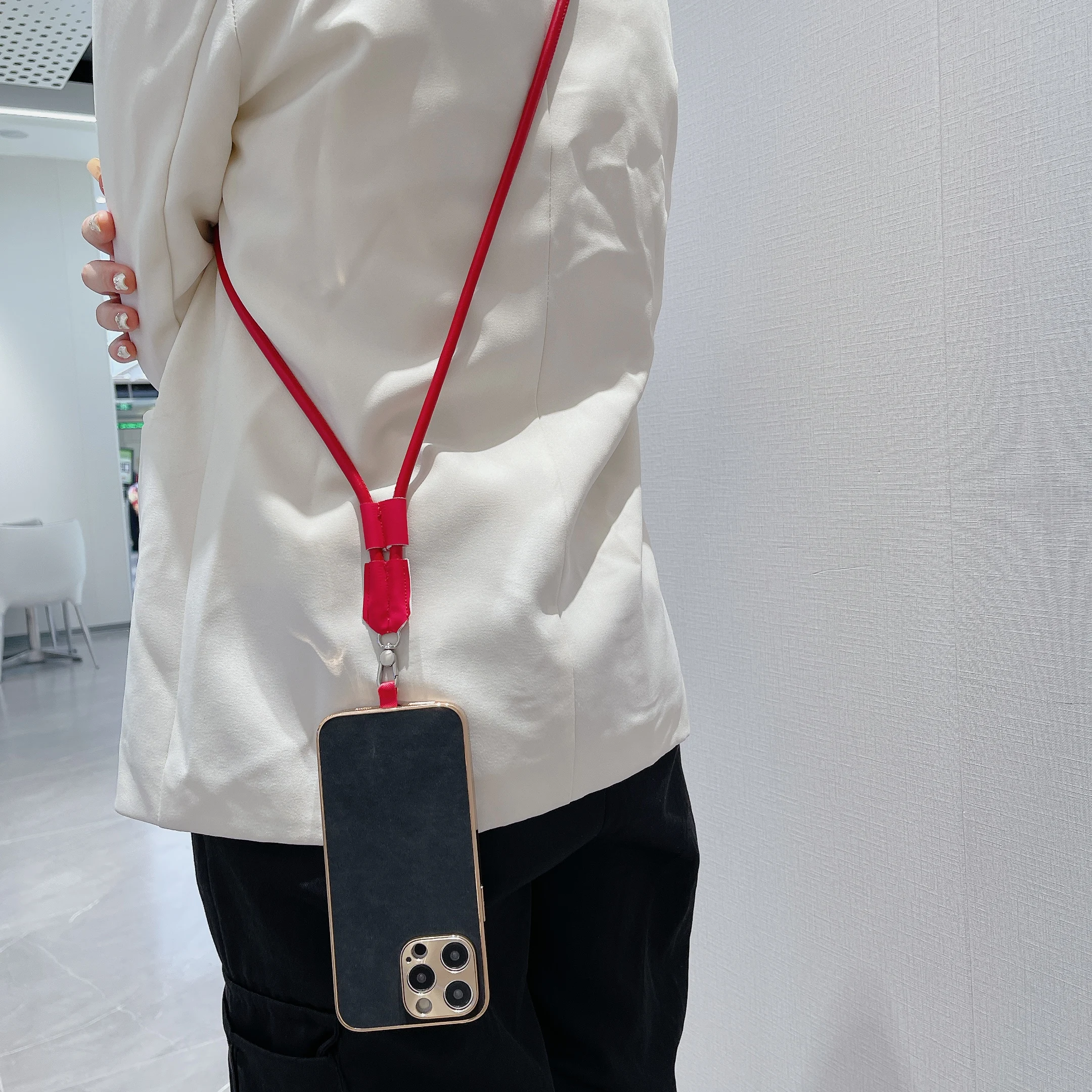 Color: Blue / Green, Material: Nylon / Spandex, Ships From: CHINA - 120 cm Long Crossbody Phone Lanyard Leather Pickup Chain Women's Long Neck Shoulder Strap Phone Case Universal Anti Loss Lanyard