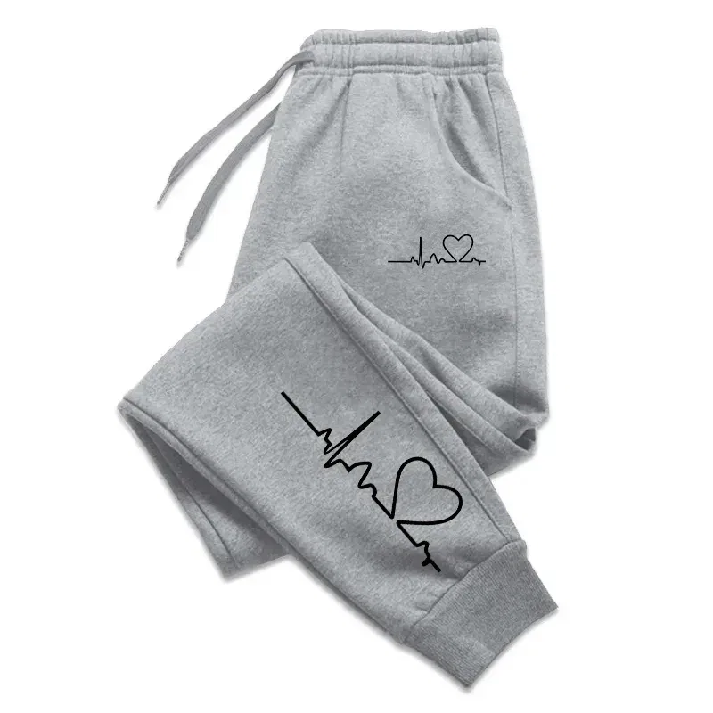 Color: green, Size: M - Hot Sales Womens Sweatpants Daily Casual Pants High Quality Fitness Tracksuit Trousers Heart Print Street Sport Jogging Pants