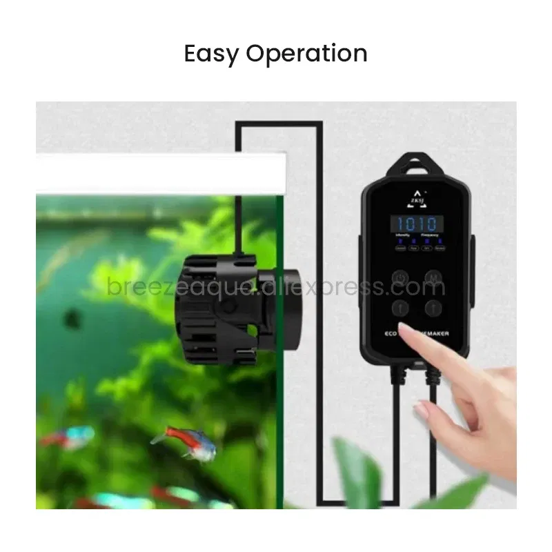 Color: Black, Power: 1W - ZKSJ Eco Slim 6000/10000/15000/20000/25000 DC Mini Saltwater Fish Tank Aquarium Wavemaker Pump with Controller