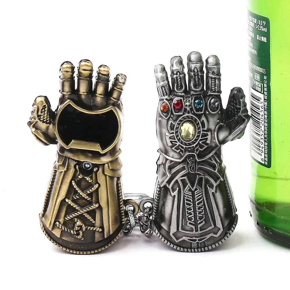Color: green - Marvel The Avengers Thanos Keychain for Men, Infinity Gauntlet, Creative Beer Bottle Opener, Pendant Gadgets