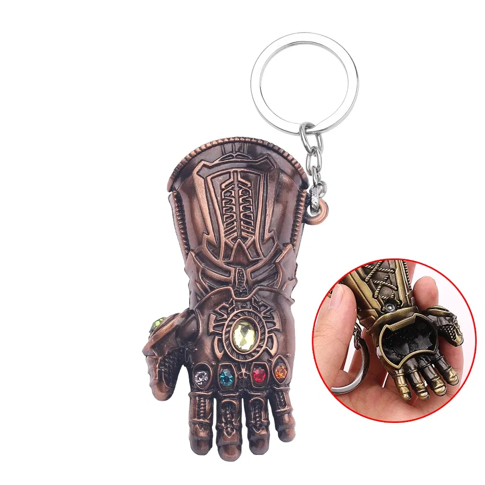 Color: green - Marvel The Avengers Thanos Keychain for Men, Infinity Gauntlet, Creative Beer Bottle Opener, Pendant Gadgets