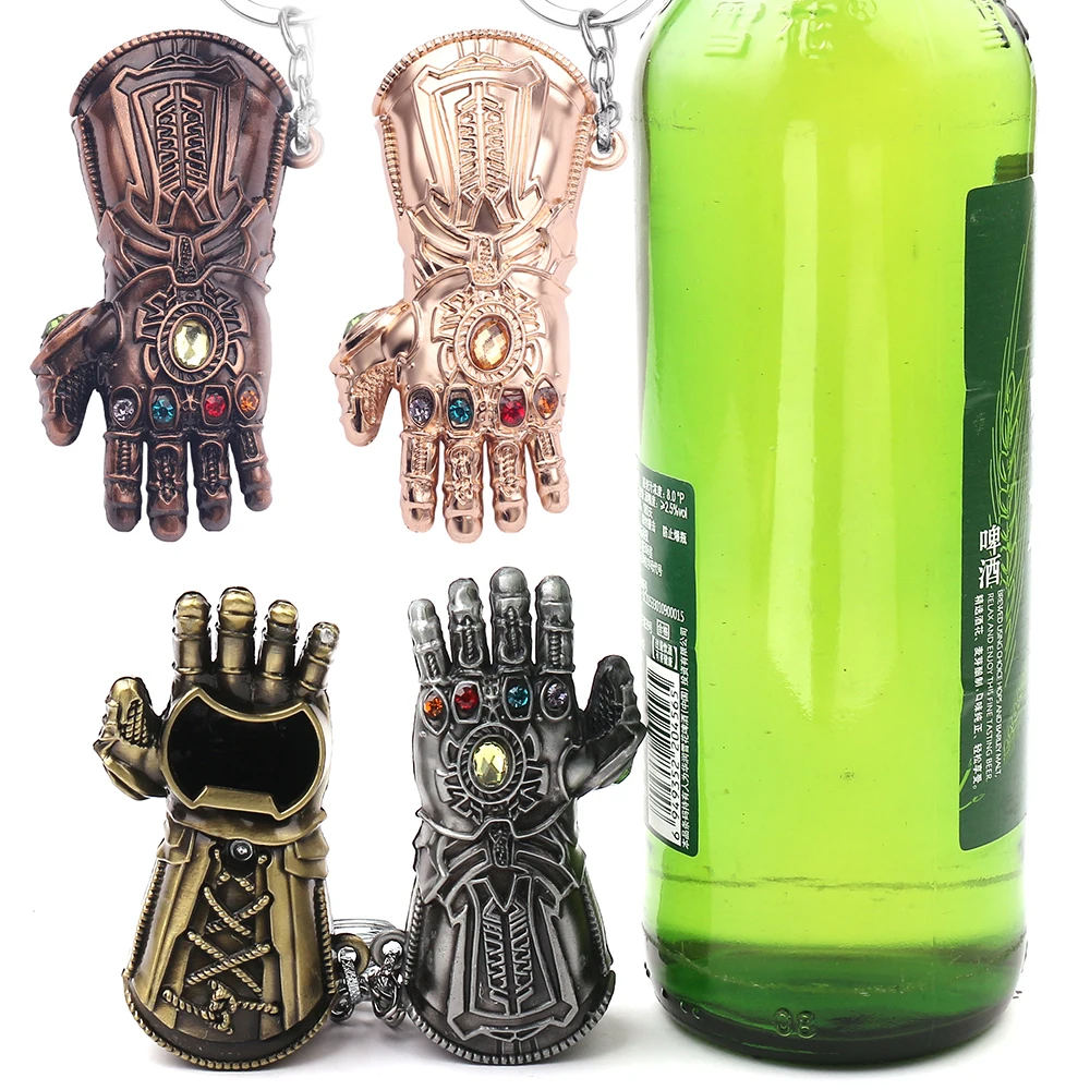 Color: green - Marvel The Avengers Thanos Keychain for Men, Infinity Gauntlet, Creative Beer Bottle Opener, Pendant Gadgets