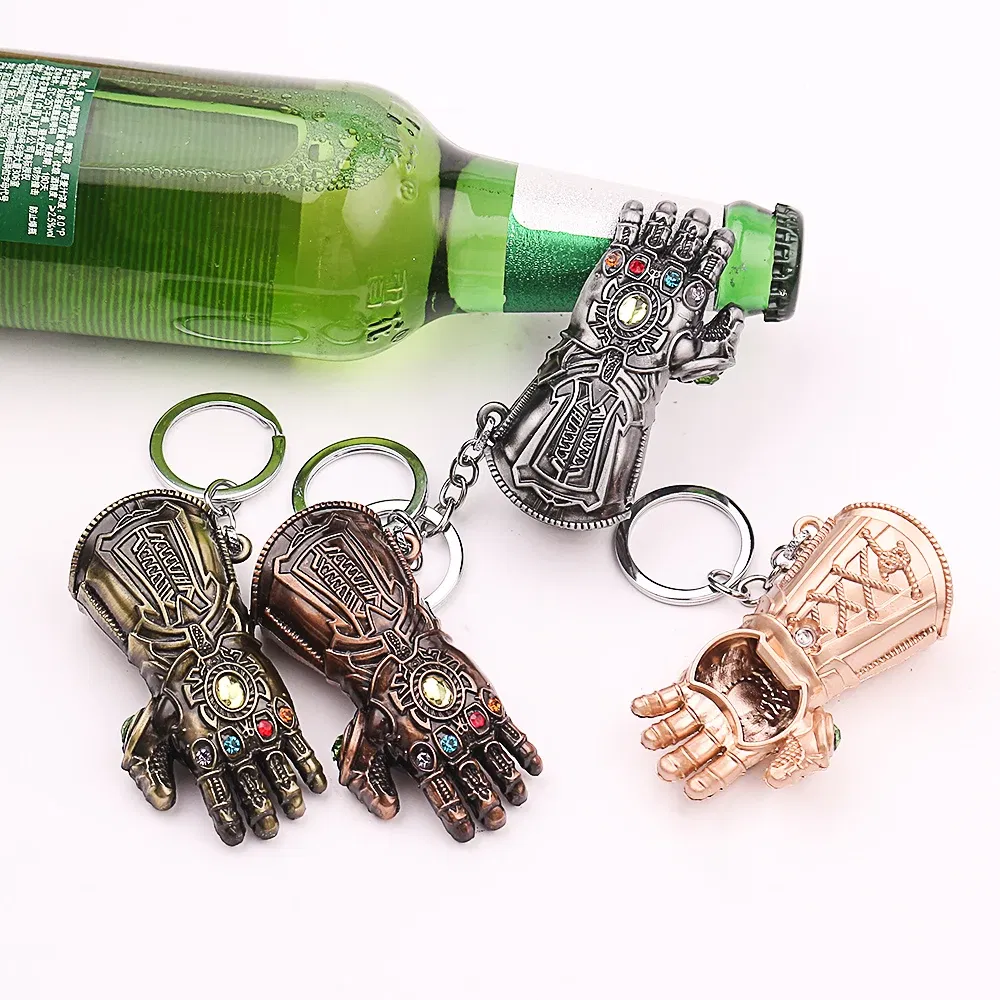Color: green - Marvel The Avengers Thanos Keychain for Men, Infinity Gauntlet, Creative Beer Bottle Opener, Pendant Gadgets