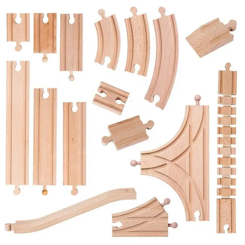 Color: DEEP BLUE - Wooden Bridge Tunnel Urban Rail Overpass Traffic Car Toy Scene Combined Train Rail Track Wooden Accessories Beech Turntable DIY