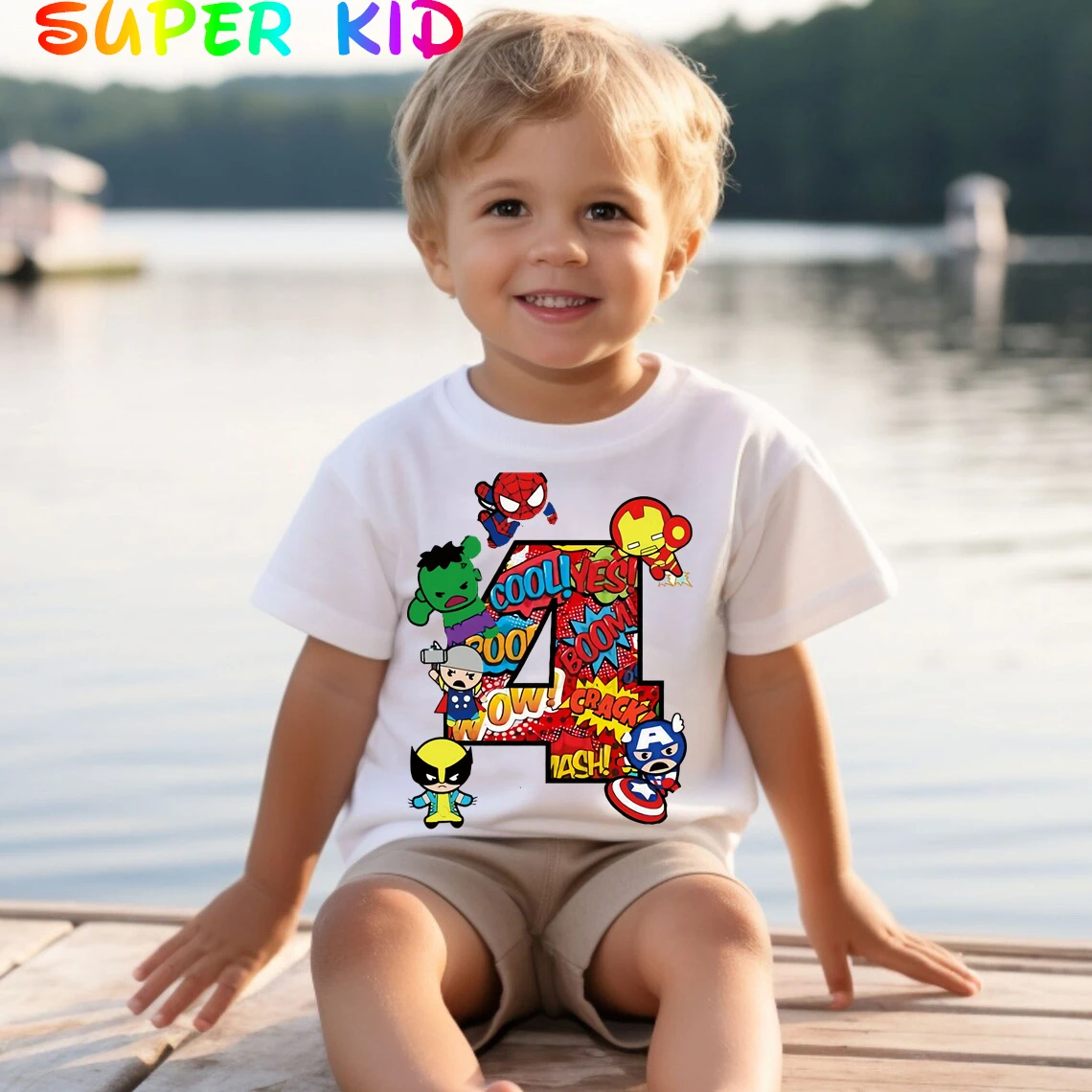 Color: Dark Grey, Kid Size: 4T - Summer 2024 3 4 5 6 7 8 9 Marvel SuperHero Birthday Girl Short Sleeved T-shirt The Avengers Personalize Name Birthday Boy Shirt