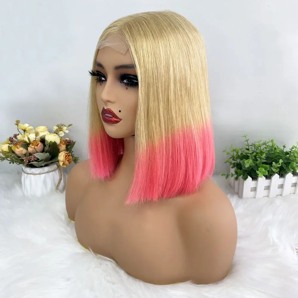 Hair Color: Silver, Stretched Length: 10inches, Density: 100% - Vietname Super Double Drawn Straight Short Bob Wigs 2x6 Lace Closure Wig for Women 100% Human Hair Orange Candy Lace Closure Wig