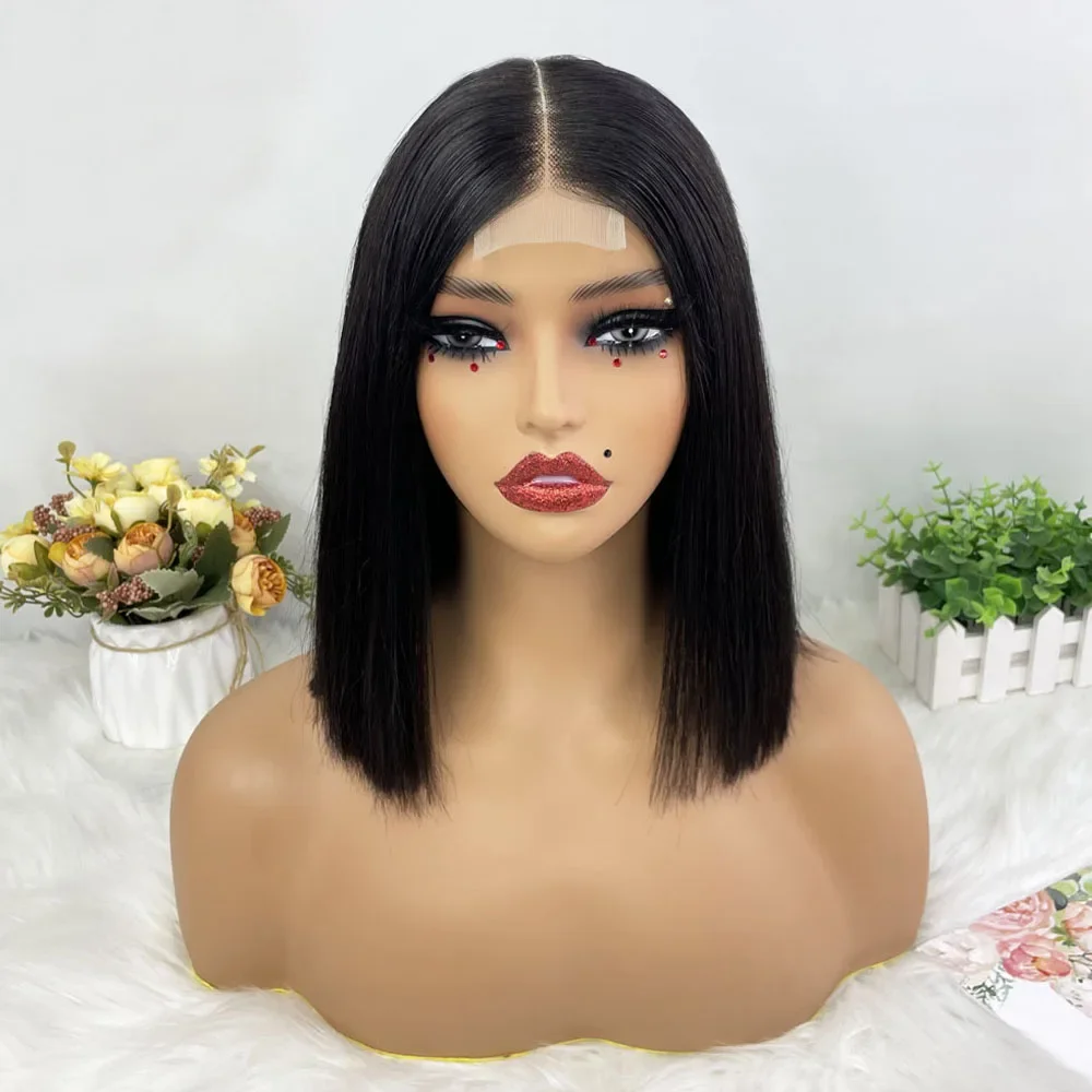 Hair Color: Silver, Stretched Length: 10inches, Density: 100% - Vietname Super Double Drawn Straight Short Bob Wigs 2x6 Lace Closure Wig for Women 100% Human Hair Orange Candy Lace Closure Wig