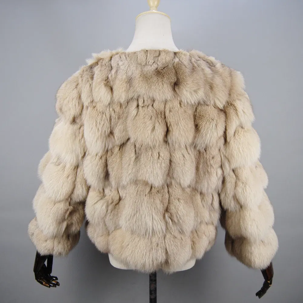 Color: Fuchsia, Size: S - 2025 New Style Real Fur Coat 100% Natural Fur Jacket Female Winter Warm Leather Fox Fur Coat High Quality Fur Vest